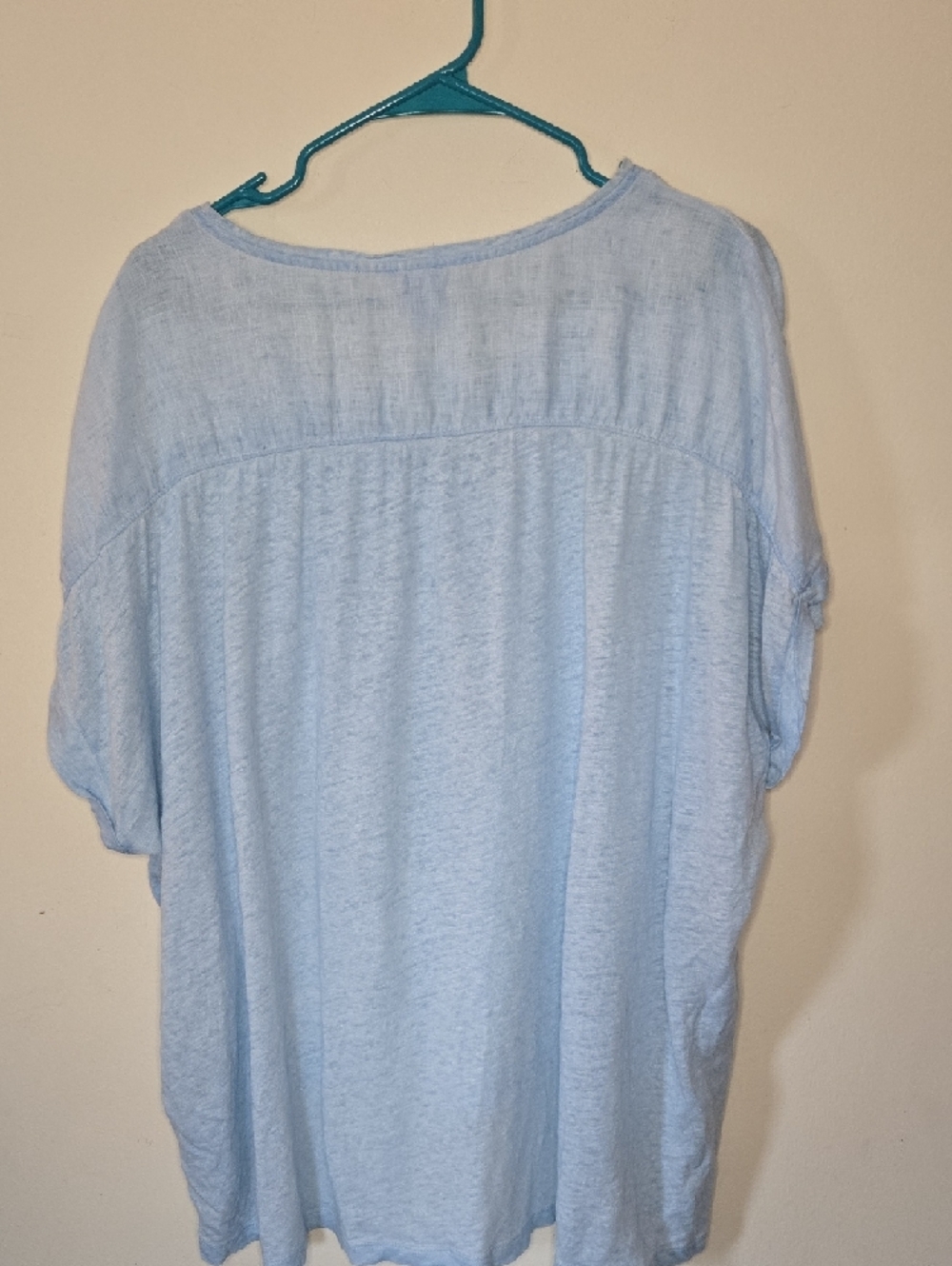 Chico's Sky Blue‎ V-Neck Linen Tunic Lightweight Hi Low Size 4 - Picture 3 of 5